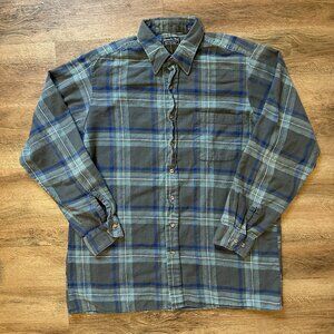 Christopher Hart Casual Button Down Mens XL Blue Plaid Rugged Flannel Shirt